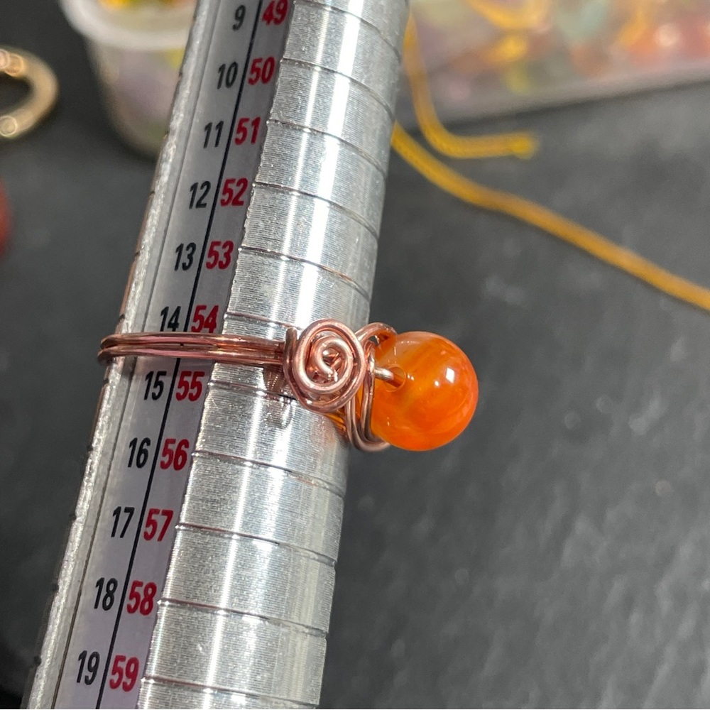 Artisan Copper Wire Wrapped Carnelian Ring - Picture 4 of 5